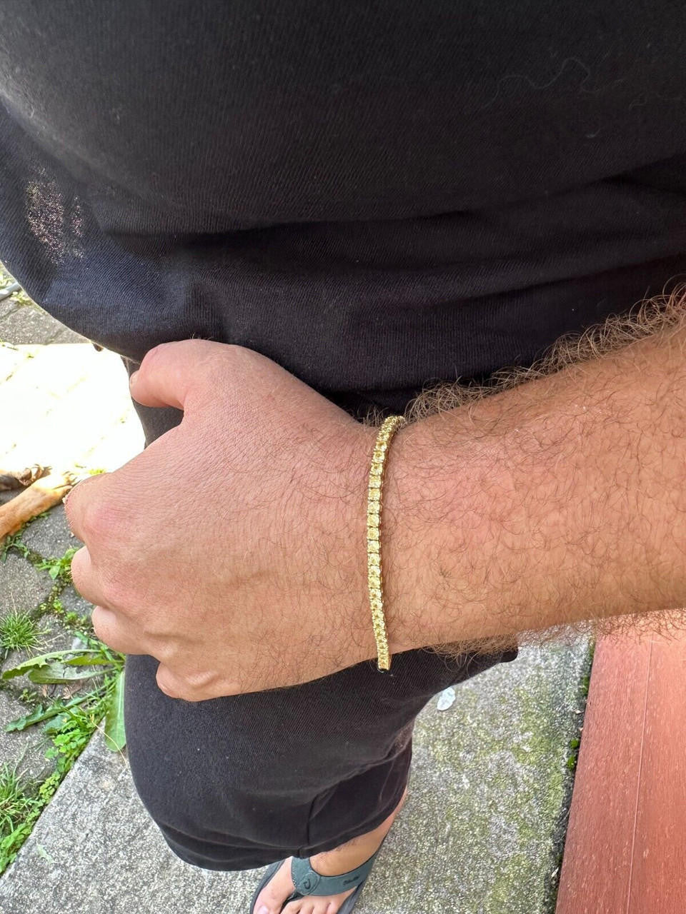 3mm Canary Yellow CZ Tennis Bracelet Real 925 Sterling Silver 14k Gold Plated