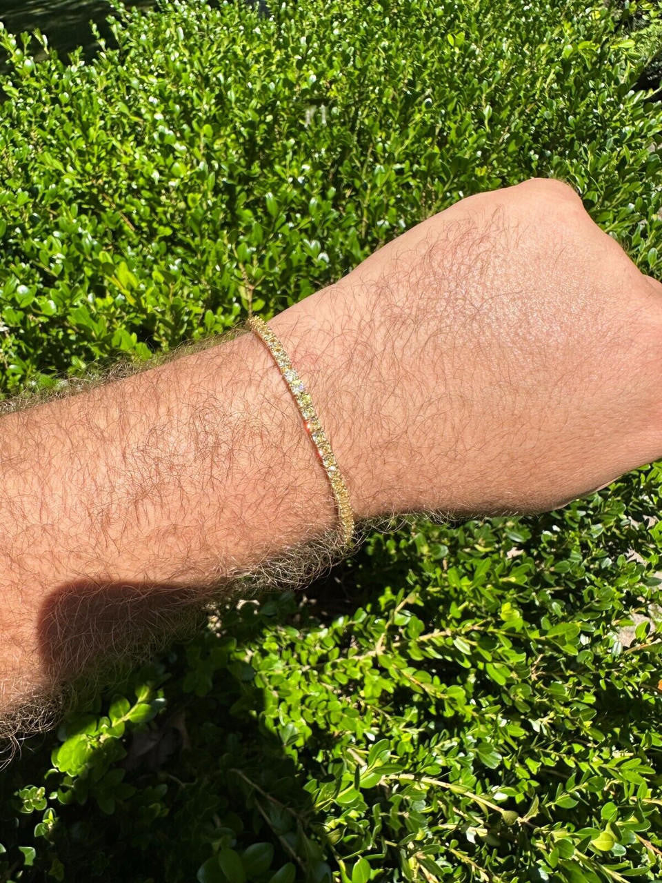 3mm Canary Yellow CZ Tennis Bracelet Real 925 Sterling Silver 14k Gold Plated
