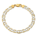 925 Sterling Silver 14k Gold Plated Two Tone Diamond Cut Mariner Link Bracelet