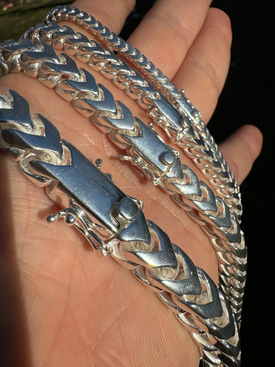 BIG 4-10mm Handmade Franco Chain Necklace Or Bracelet Real 925 Silver Box Clasp