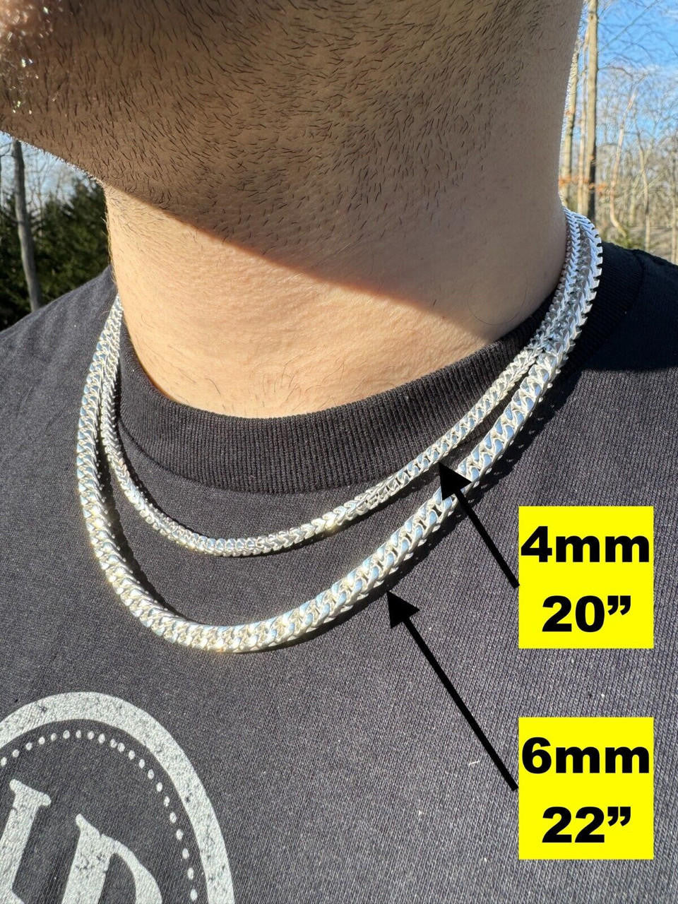BIG 4-10mm Handmade Franco Chain Necklace Or Bracelet Real 925 Silver Box Clasp