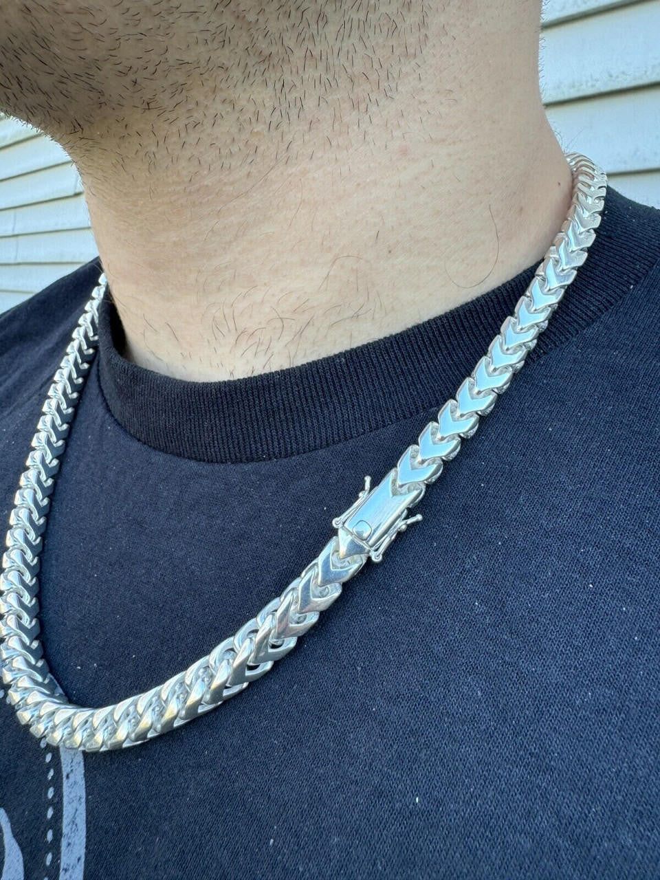 BIG 4-10mm Handmade Franco Chain Necklace Or Bracelet Real 925 Silver Box Clasp
