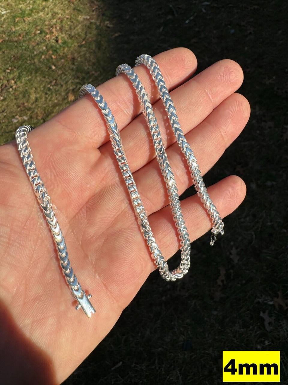 BIG 4-10mm Handmade Franco Chain Necklace Or Bracelet Real 925 Silver Box Clasp