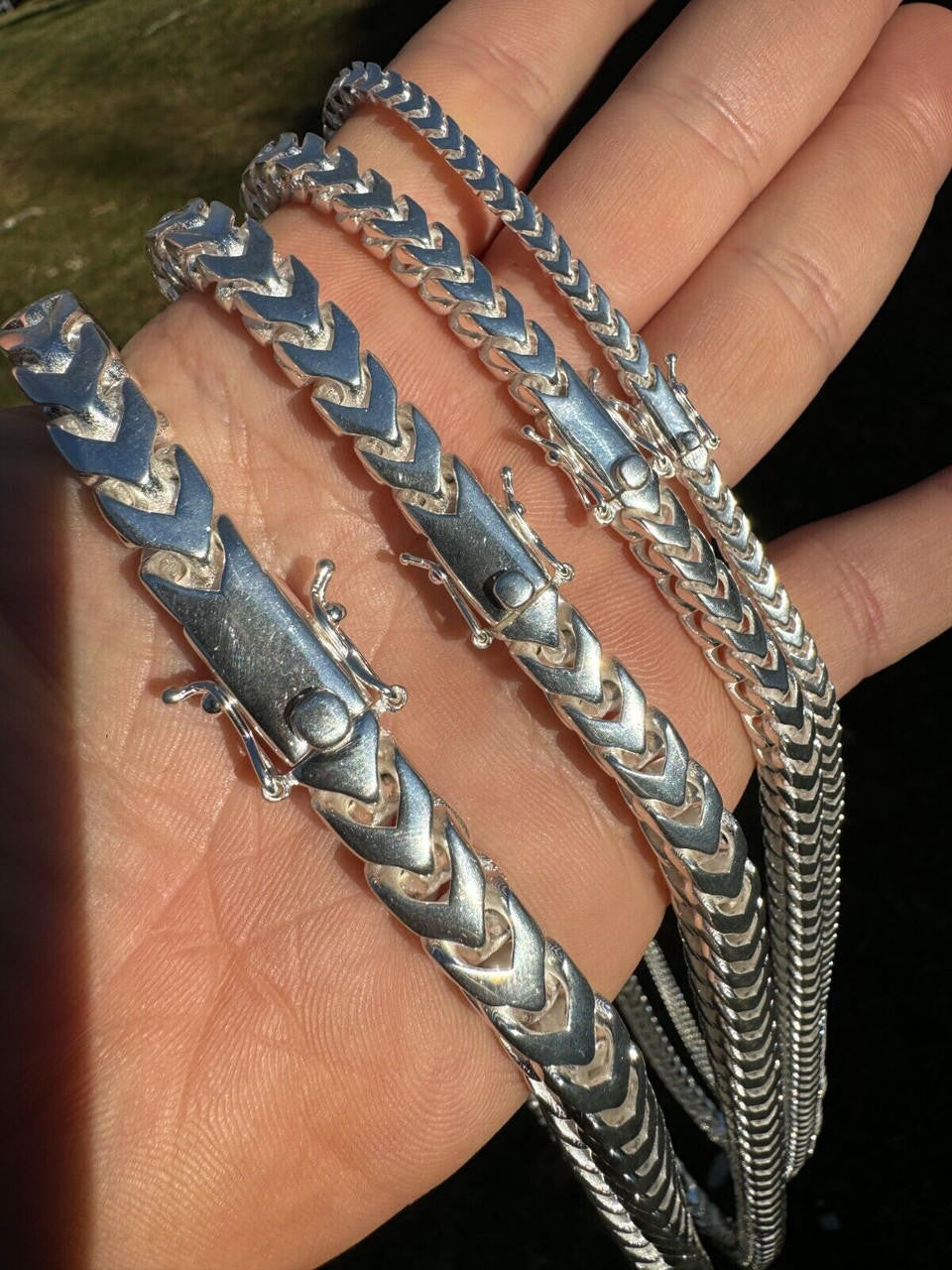 BIG 4-10mm Handmade Franco Chain Necklace Or Bracelet Real 925 Silver Box Clasp