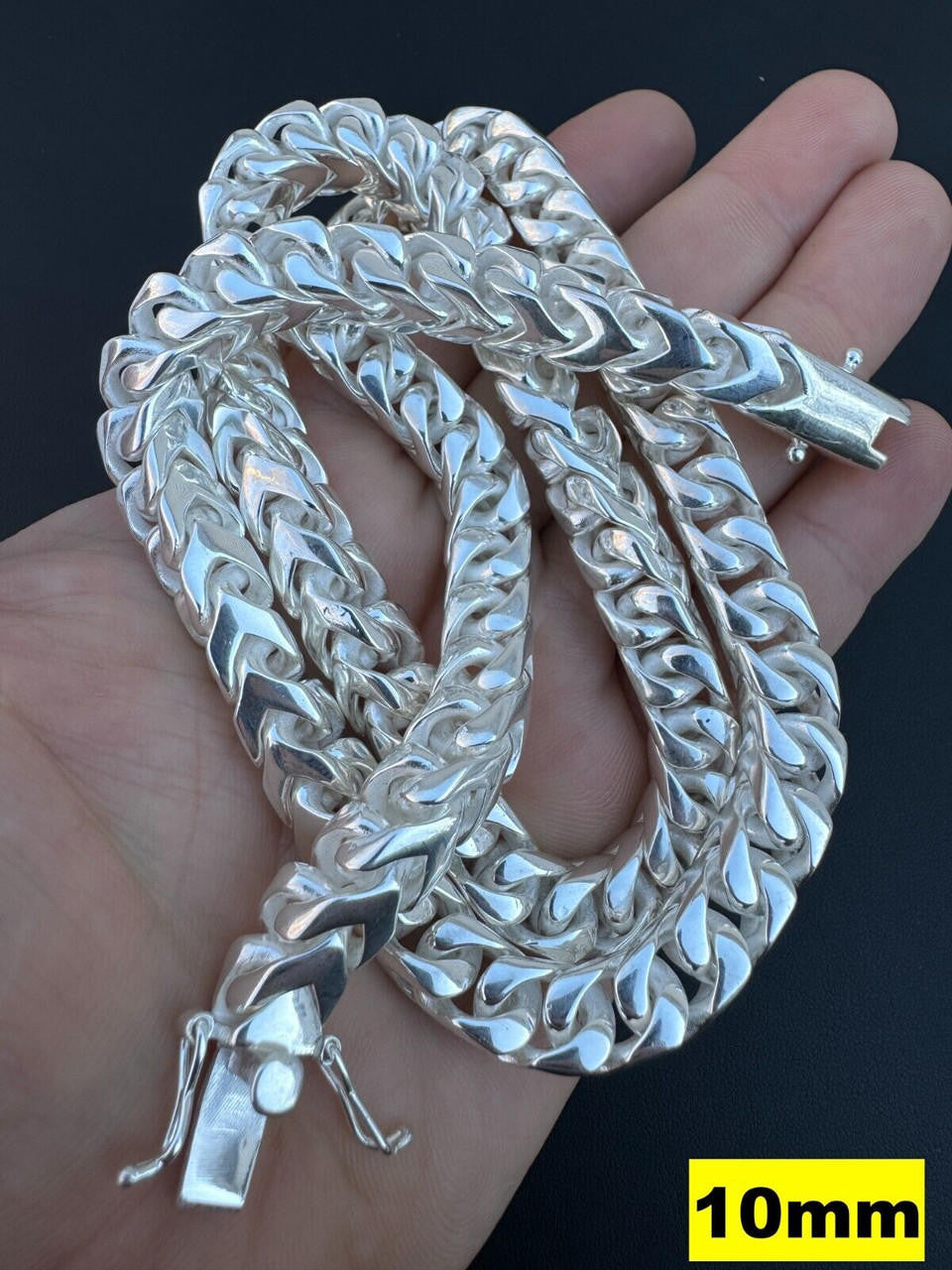 BIG 4-10mm Handmade Franco Chain Necklace Or Bracelet Real 925 Silver Box Clasp