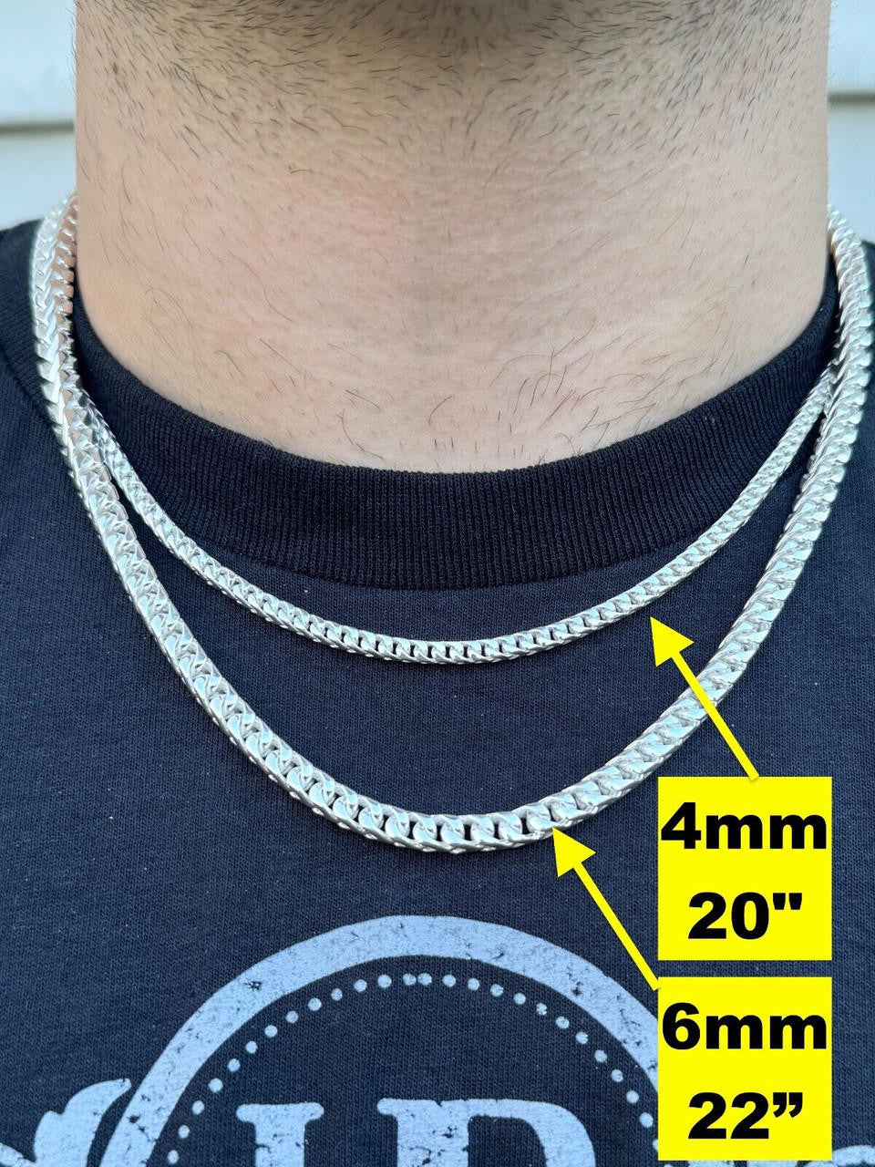 BIG 4-10mm Handmade Franco Chain Necklace Or Bracelet Real 925 Silver Box Clasp