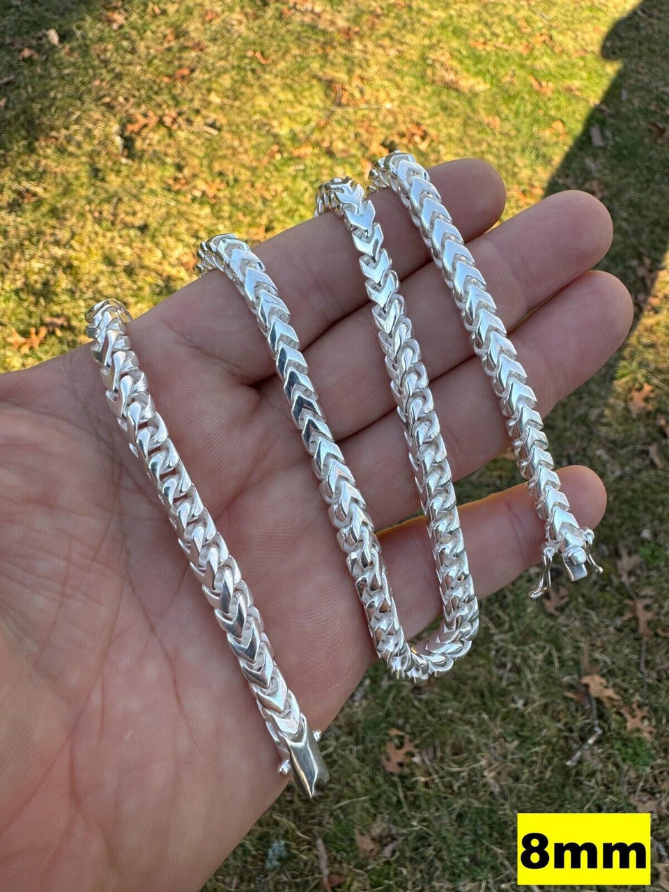 BIG 4-10mm Handmade Franco Chain Necklace Or Bracelet Real 925 Silver Box Clasp