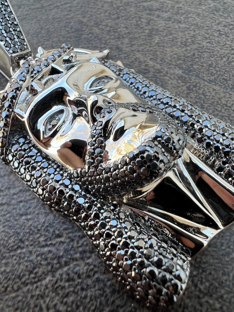 Black MOISSANITE Hip Hop Jesus Pendant - 925 Silver - 3 Sizes 1.5"-3.25"