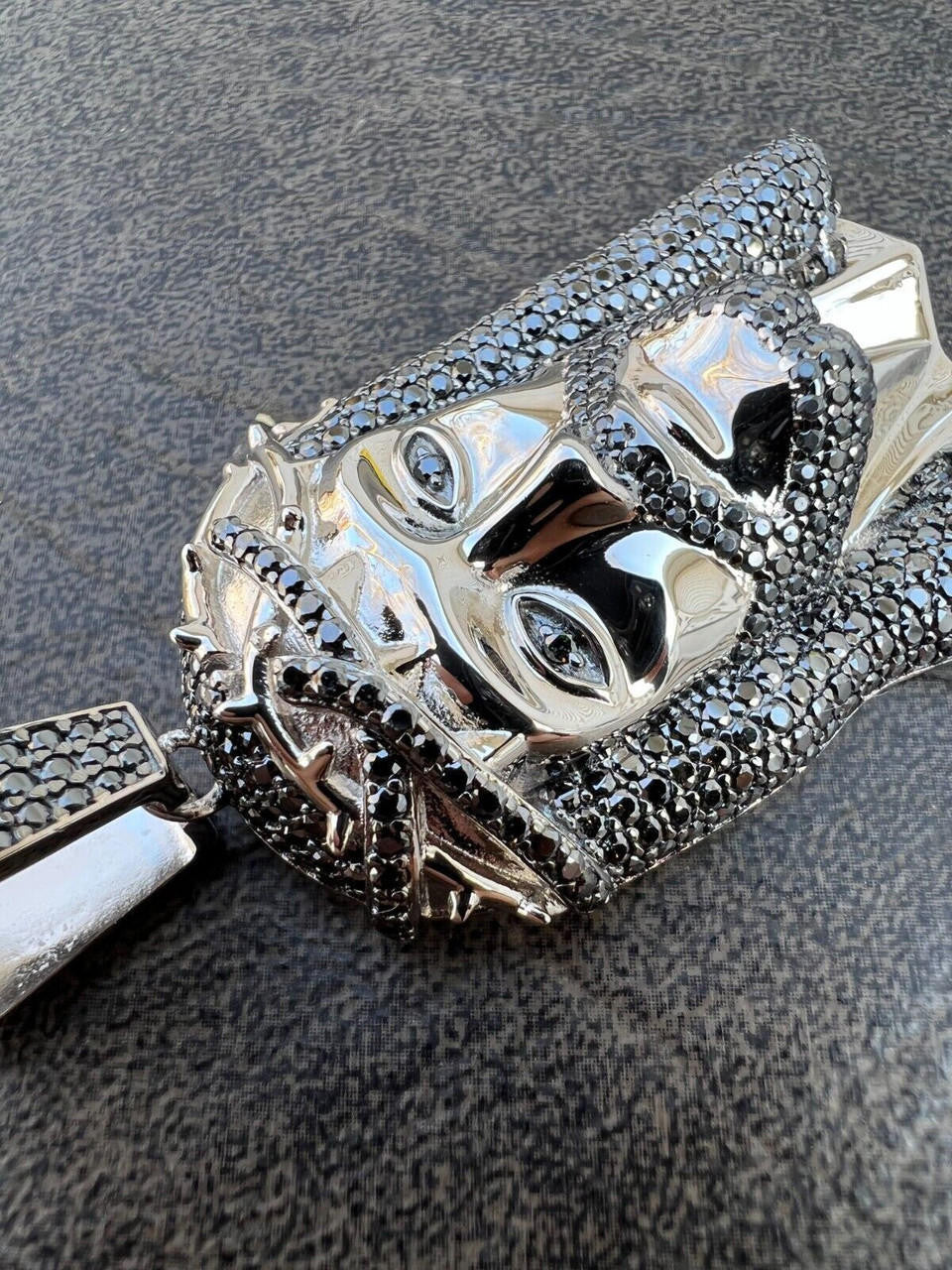 Black MOISSANITE Hip Hop Jesus Pendant - 925 Silver - 3 Sizes 1.5"-3.25"
