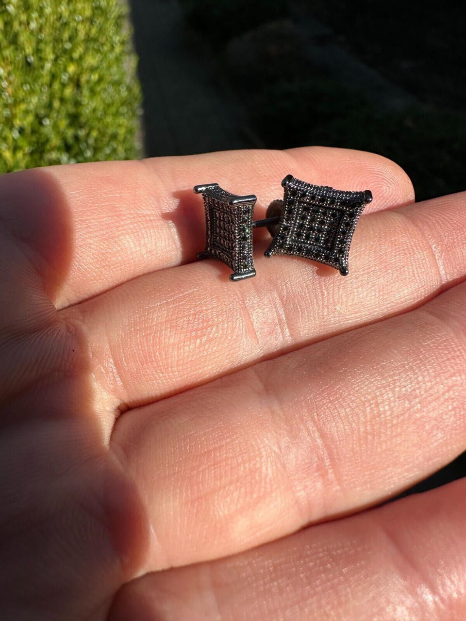 Black MOISSANITE 3D Kite Classic Iced Out Earrings - Black Rhodium Plated 925 Silver - 11mm