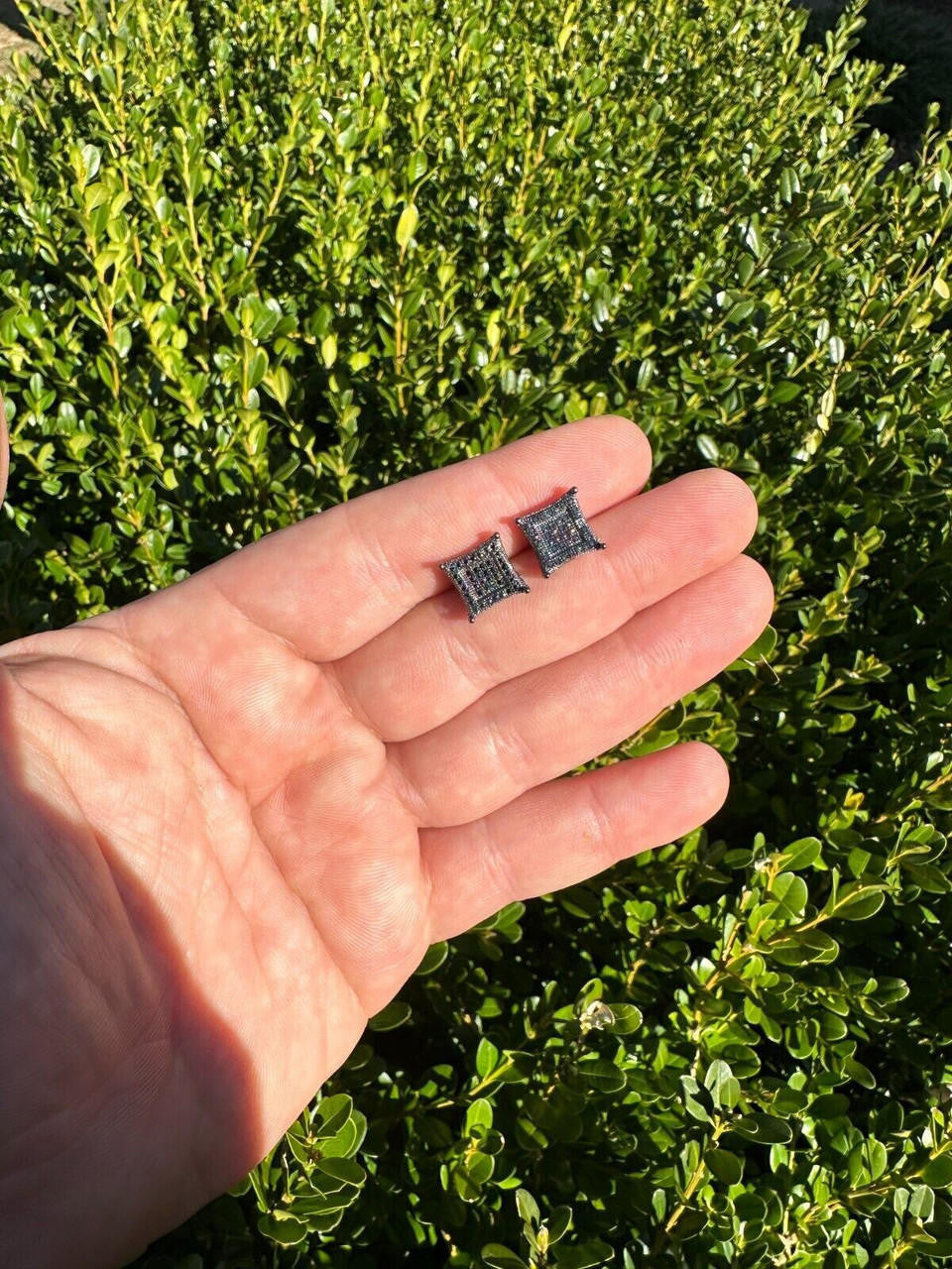 Black MOISSANITE 3D Kite Classic Iced Out Earrings - Black Rhodium Plated 925 Silver - 11mm