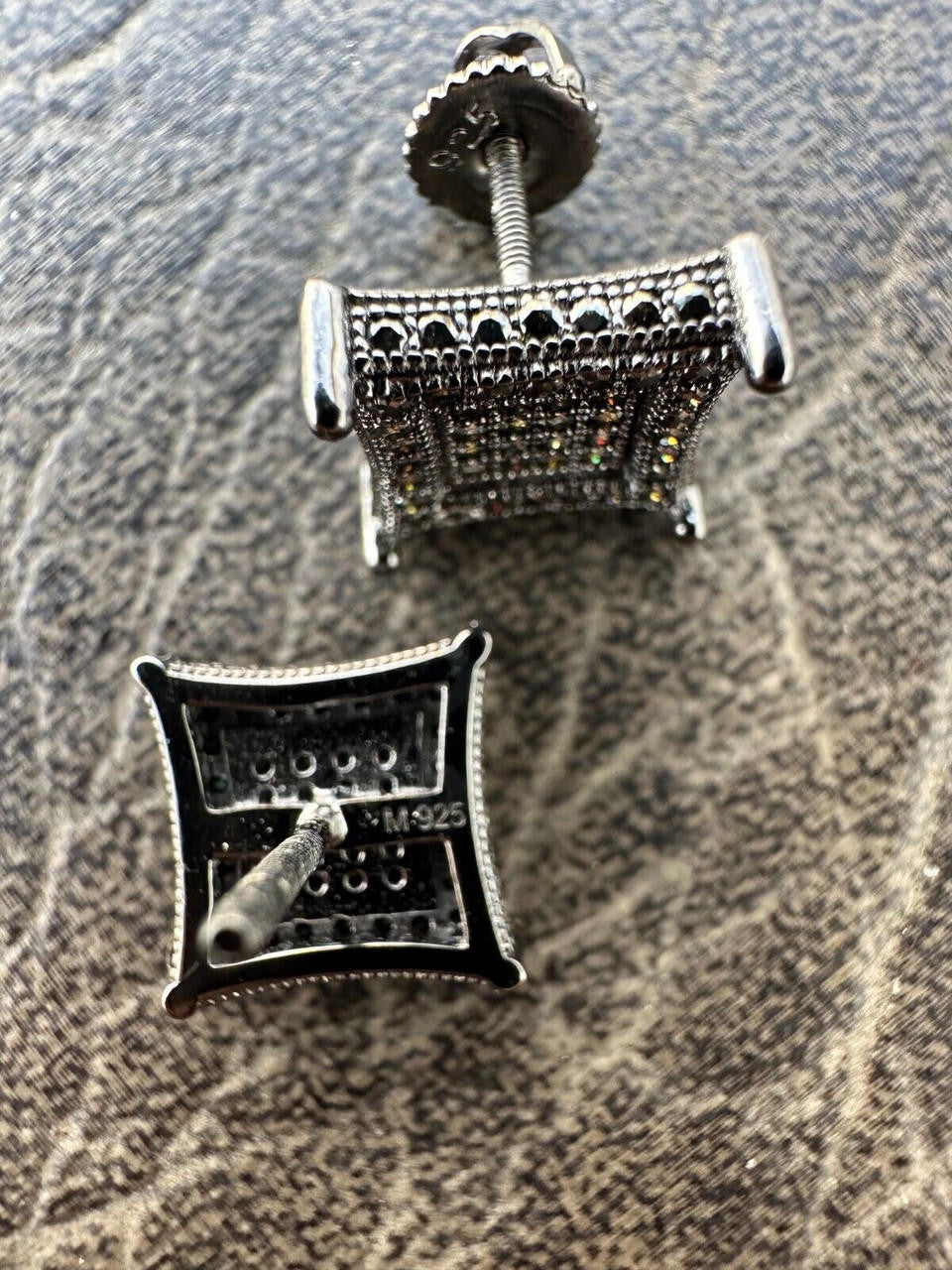 Black MOISSANITE 3D Kite Classic Iced Out Earrings - Black Rhodium Plated 925 Silver - 11mm
