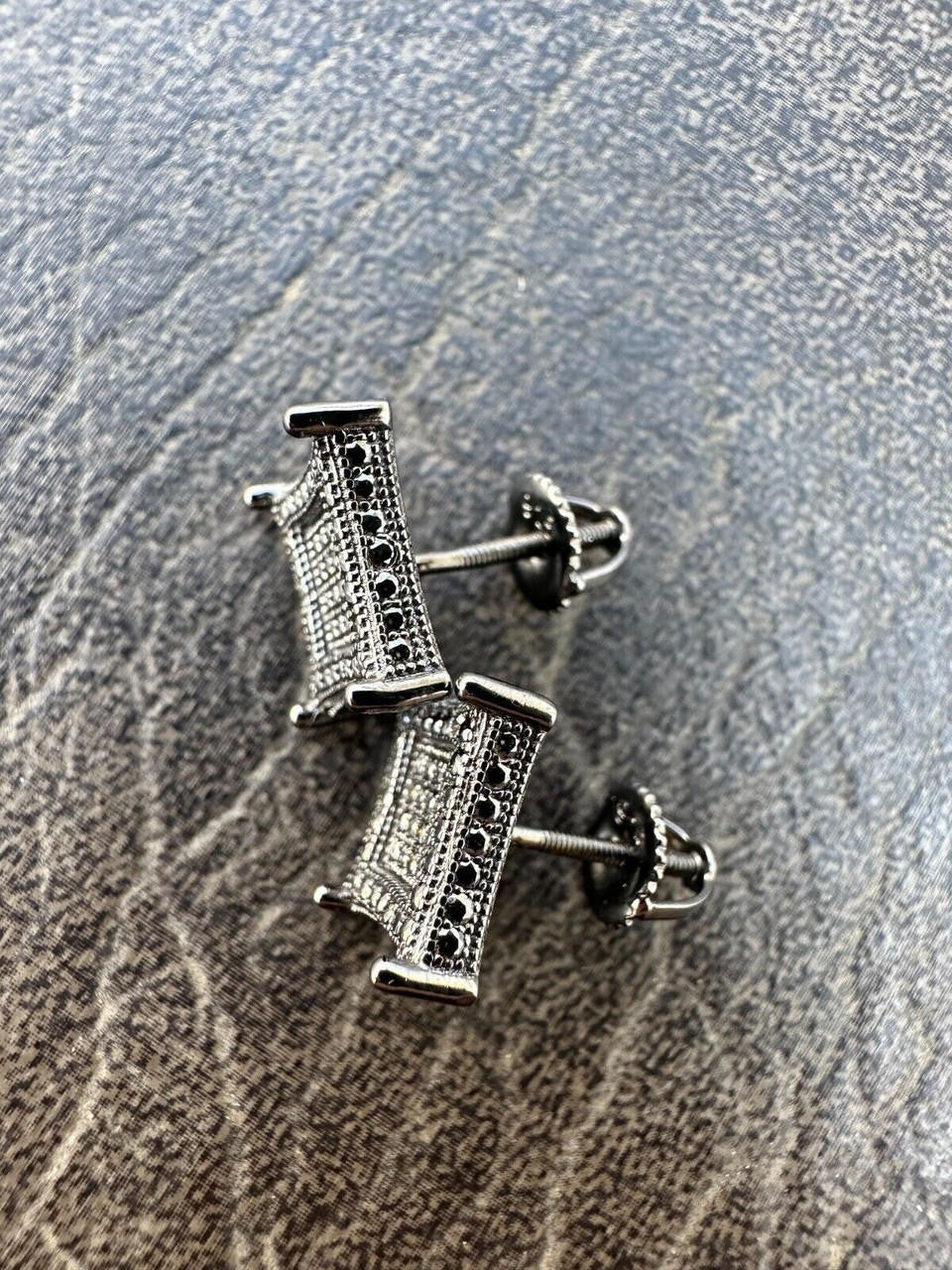 Black MOISSANITE 3D Kite Classic Iced Out Earrings - Black Rhodium Plated 925 Silver - 11mm