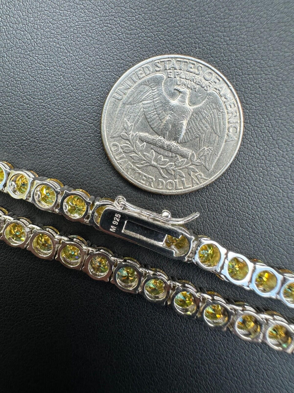 Canary Yellow MOISSANITE Tennis Chain Necklace Iced Out - 925 Silver - 5mm - 16"-30"