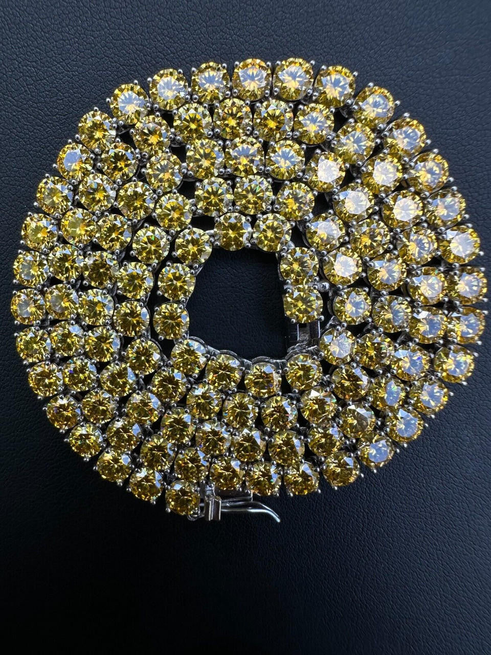 Canary Yellow MOISSANITE Tennis Chain Necklace Iced Out - 925 Silver - 5mm - 16"-30"
