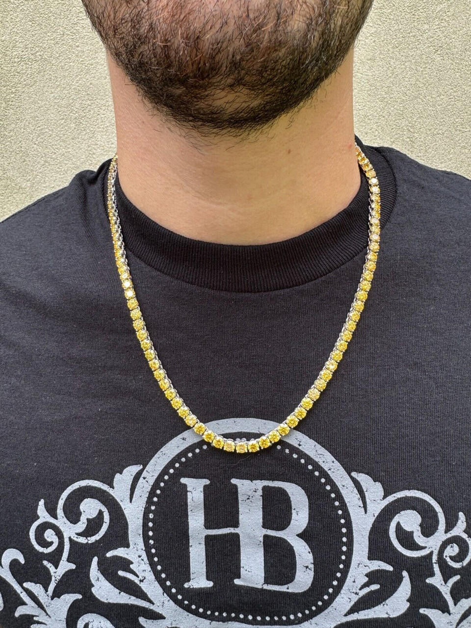 Canary Yellow MOISSANITE Tennis Chain Necklace Iced Out - 925 Silver - 5mm - 16"-30"