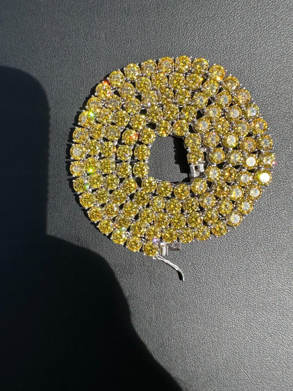 Canary Yellow MOISSANITE Tennis Chain Necklace Iced Out - 925 Silver - 5mm - 16"-30"
