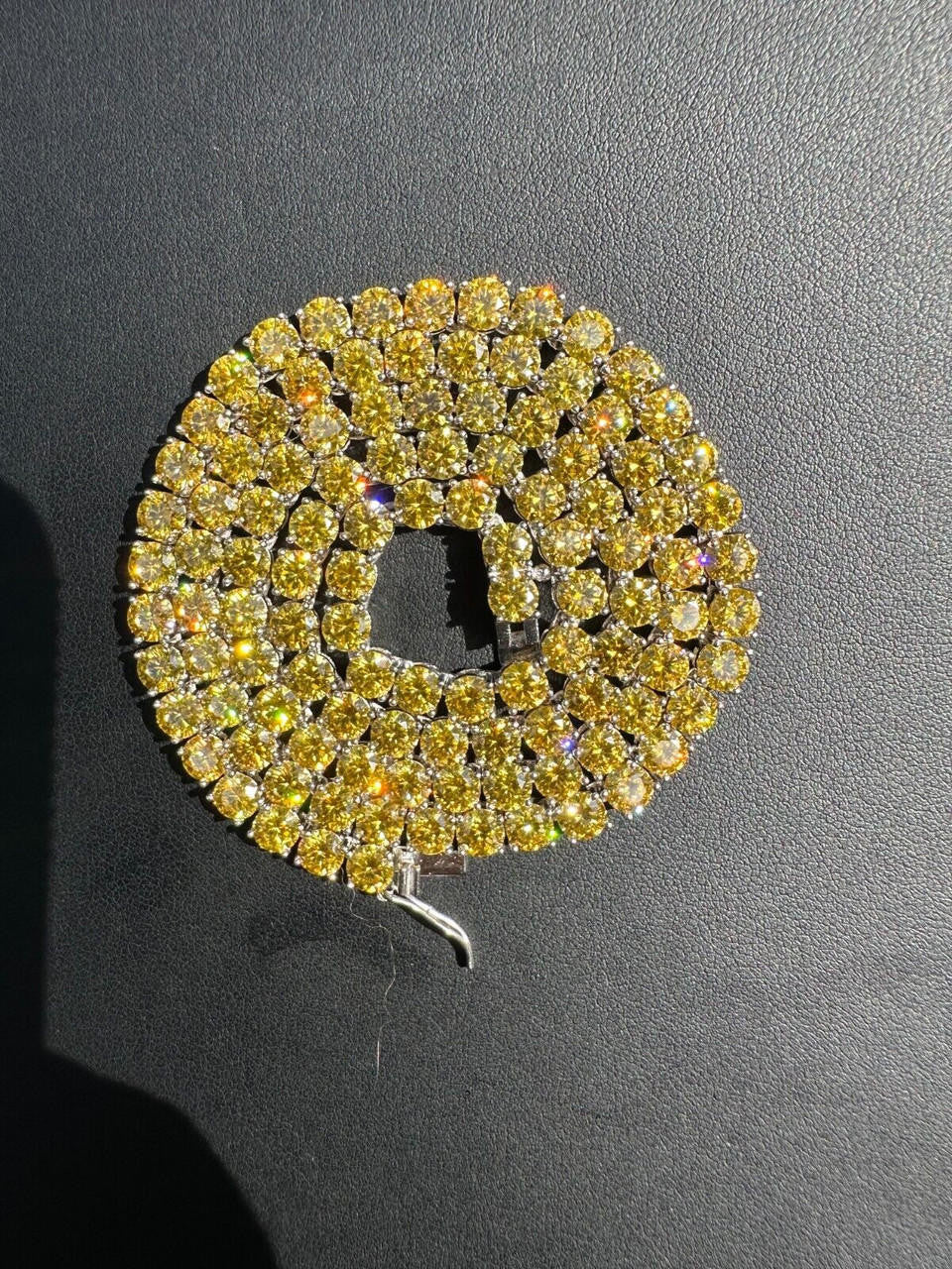 Canary Yellow MOISSANITE Tennis Chain Necklace Iced Out - 925 Silver - 5mm - 16"-30"