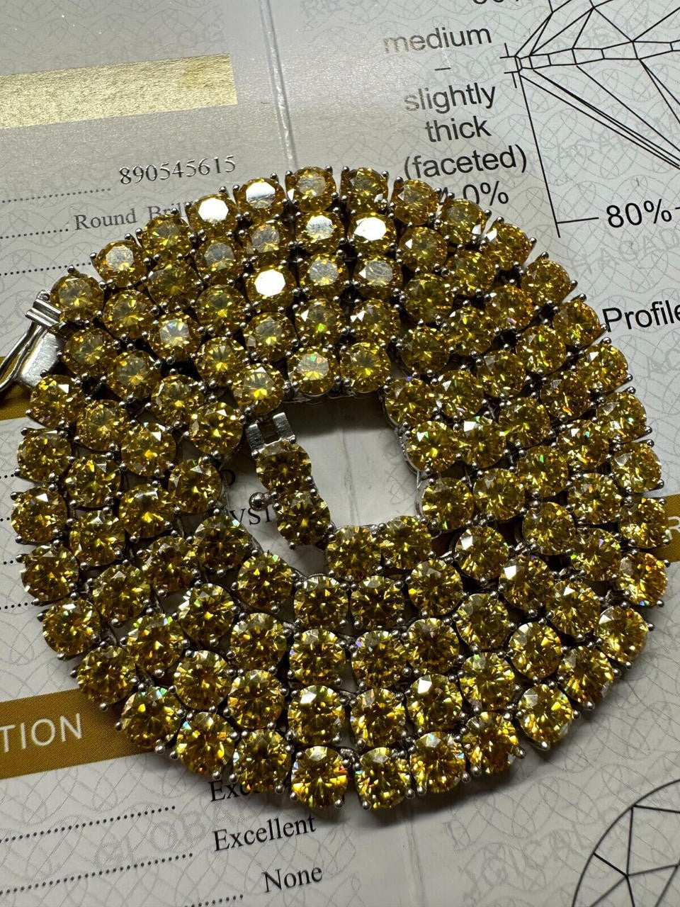 Canary Yellow MOISSANITE Tennis Chain Necklace Iced Out - 925 Silver - 5mm - 16"-30"