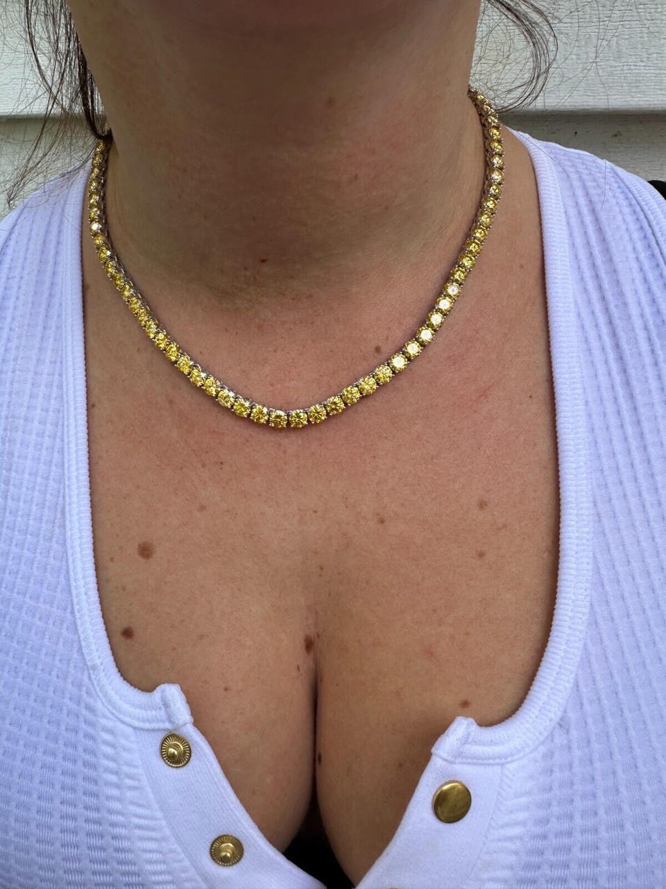 Canary Yellow MOISSANITE Tennis Chain Necklace Iced Out - 925 Silver - 5mm - 16"-30"