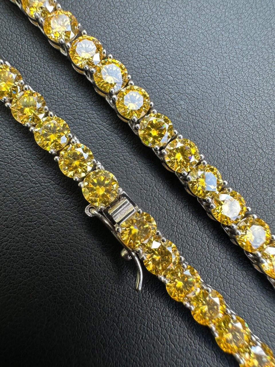 Canary Yellow MOISSANITE Tennis Chain Necklace Iced Out - 925 Silver - 5mm - 16"-30"