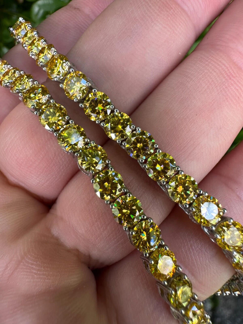 Canary Yellow MOISSANITE Tennis Chain Necklace Iced Out - 925 Silver - 5mm - 16"-30"