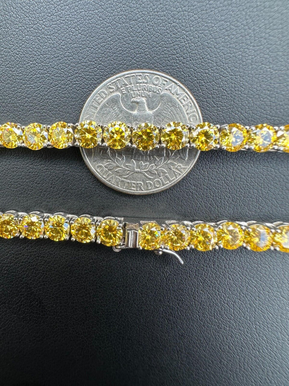 Canary Yellow MOISSANITE Tennis Chain Necklace Iced Out - 925 Silver - 5mm - 16"-30"