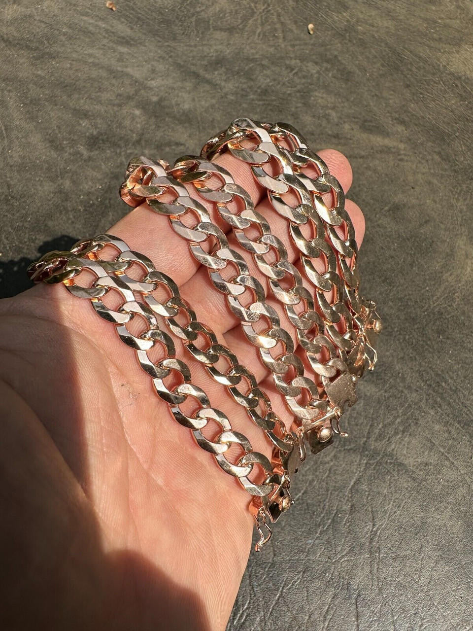 Curb Cuban Link Chain Bracelet W. Box Lock - 14k Rose Gold Vermeil 925 Sterling Silver - 7"-9" - 9.5mm-13mm