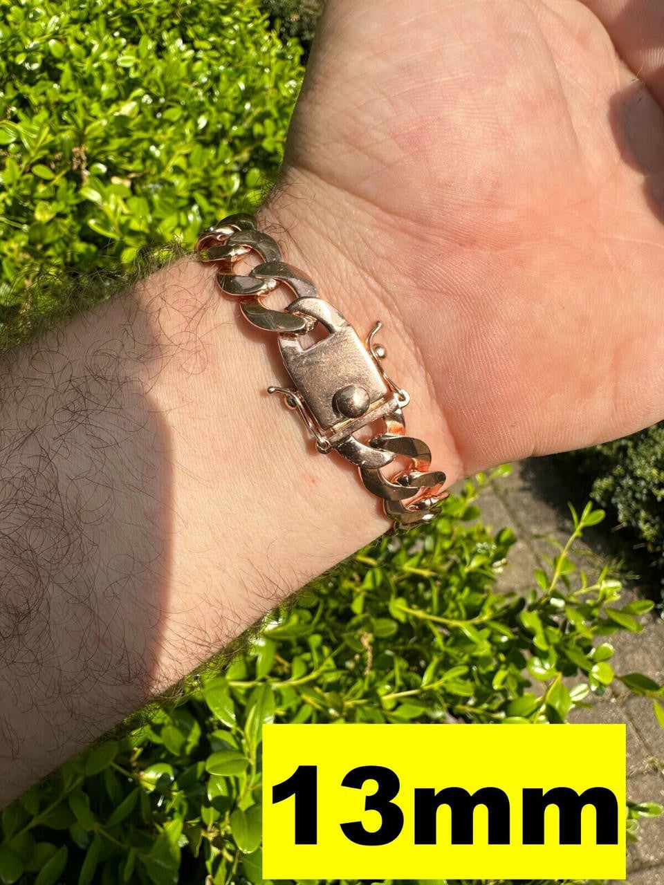 Curb Cuban Link Chain Bracelet W. Box Lock - 14k Rose Gold Vermeil 925 Sterling Silver - 7"-9" - 9.5mm-13mm