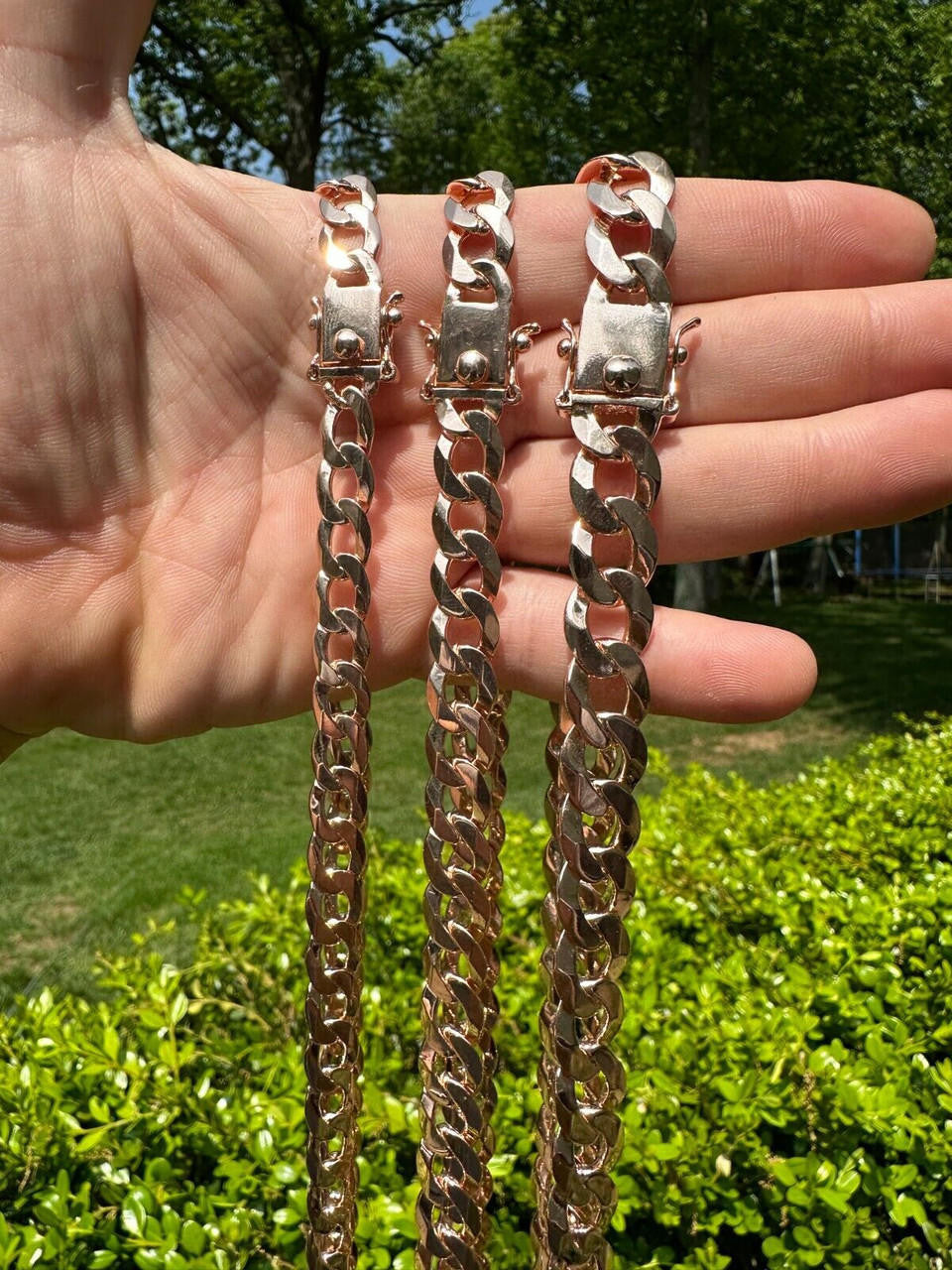 Curb Cuban Link Chain Necklace Or Bracelet W. Box Lock - 14k Rose Gold Vermeil 925 Sterling Silver - 7"-30" - 9.5mm-13mm