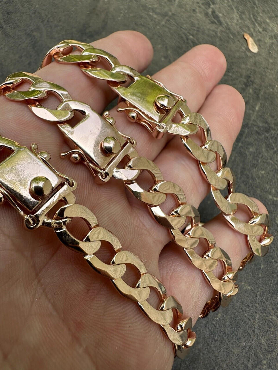 Curb Cuban Link Chain Necklace Or Bracelet W. Box Lock - 14k Rose Gold Vermeil 925 Sterling Silver - 7"-30" - 9.5mm-13mm