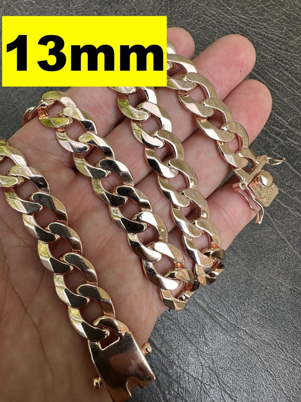 Curb Cuban Link Chain Necklace Or Bracelet W. Box Lock - 14k Rose Gold Vermeil 925 Sterling Silver - 7"-30" - 9.5mm-13mm