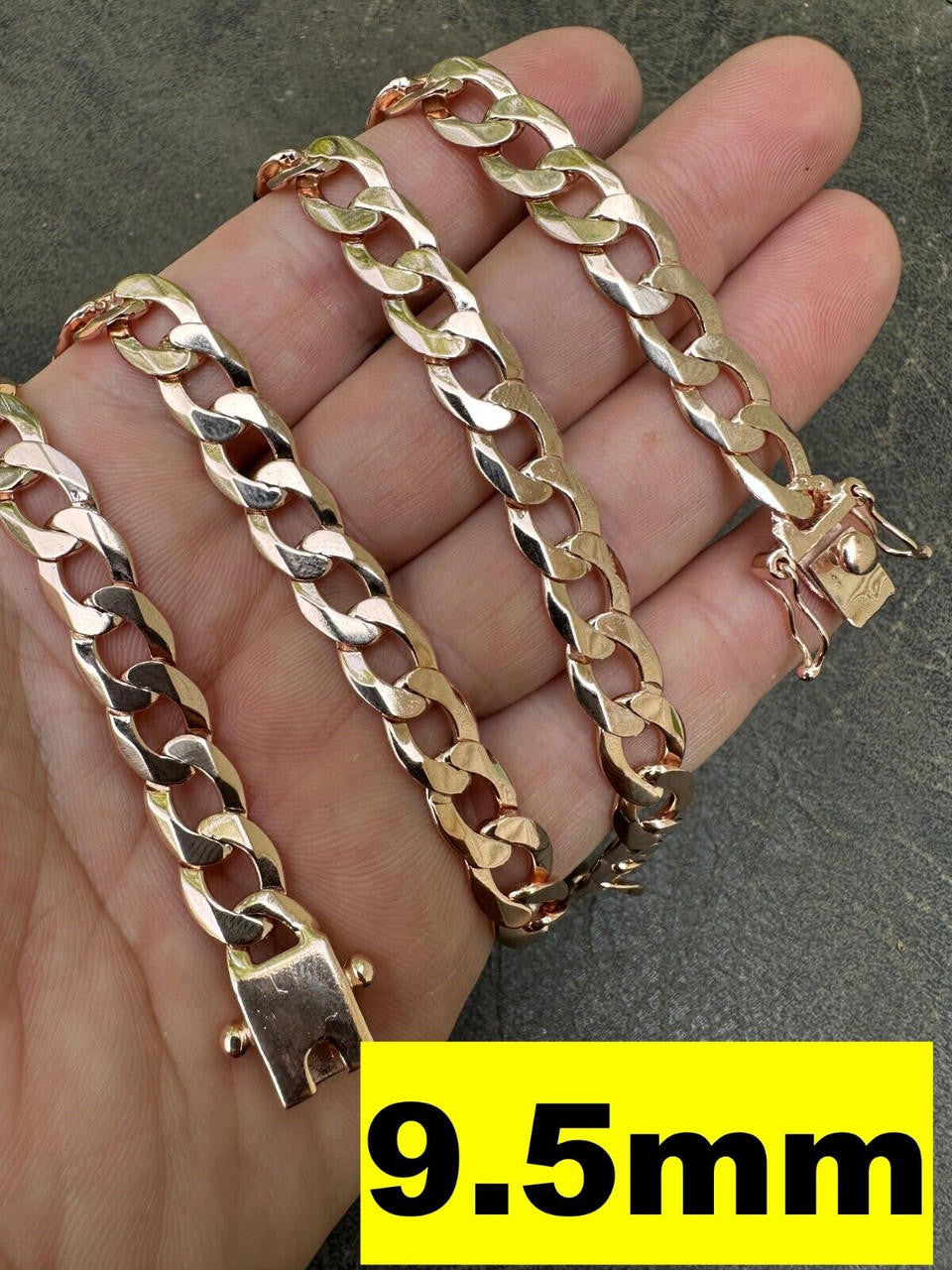 Curb Cuban Link Chain Necklace Or Bracelet W. Box Lock - 14k Rose Gold Vermeil 925 Sterling Silver - 7"-30" - 9.5mm-13mm