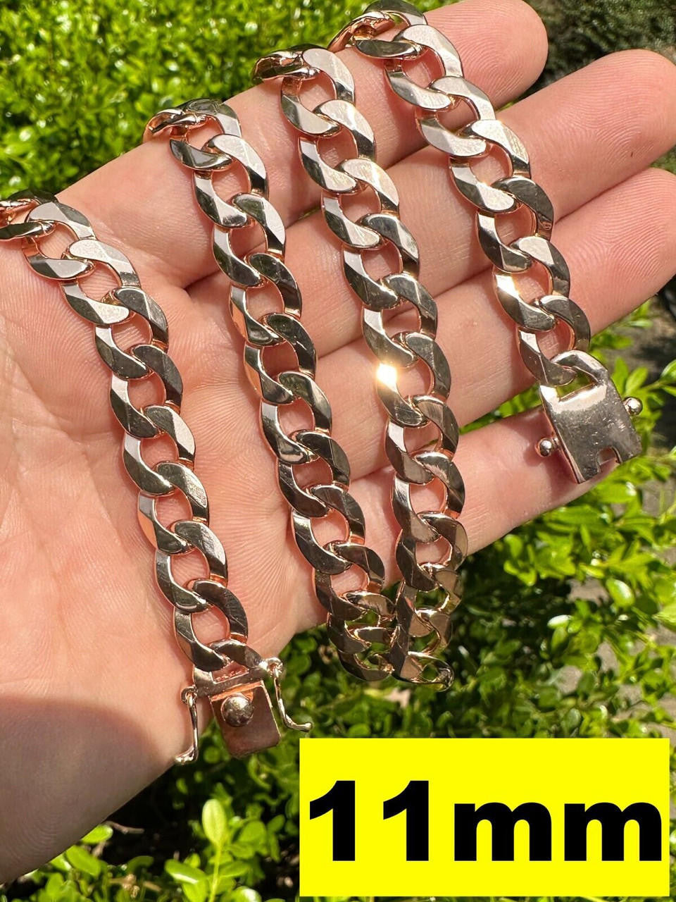 Curb Cuban Link Chain Necklace Or Bracelet W. Box Lock - 14k Rose Gold Vermeil 925 Sterling Silver - 7"-30" - 9.5mm-13mm