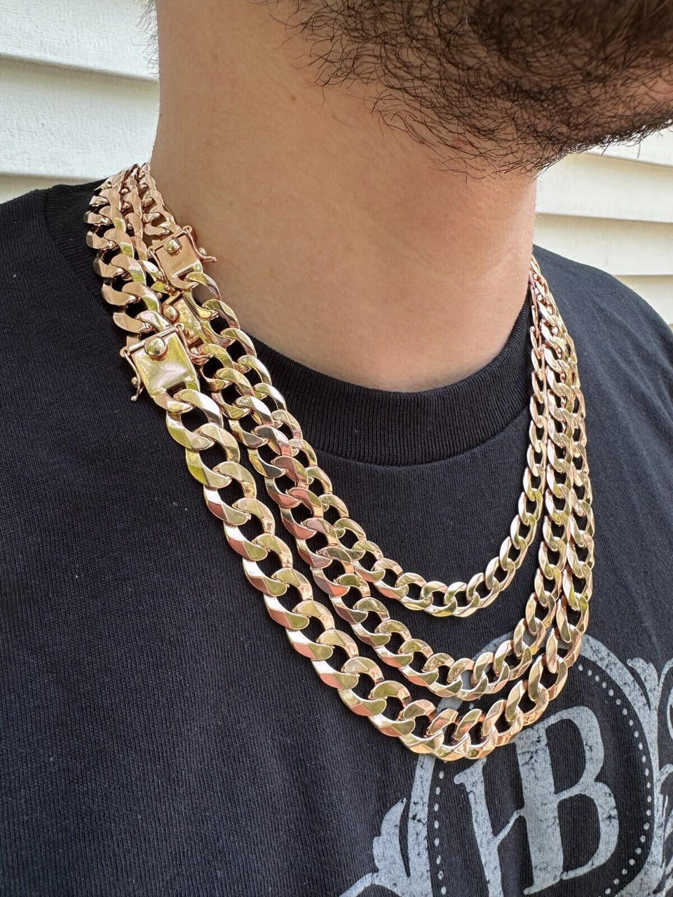 Curb Cuban Link Chain Necklace Or Bracelet W. Box Lock - 14k Rose Gold Vermeil 925 Sterling Silver - 7"-30" - 9.5mm-13mm