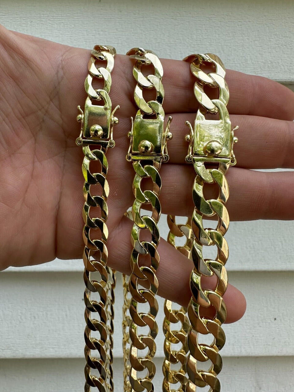 Curb Cuban Link Chain Necklace Or Bracelet W. Box Lock - 14k Gold Vermeil 925 Sterling Silver - 7"-30" - 9.5mm-13mm