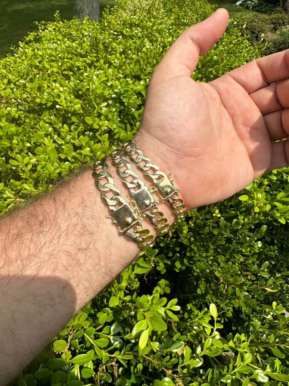 Curb Cuban Link Chain Necklace Or Bracelet W. Box Lock - 14k Gold Vermeil 925 Sterling Silver - 7"-30" - 9.5mm-13mm
