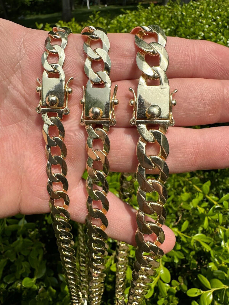 Curb Cuban Link Chain Necklace Or Bracelet W. Box Lock - 14k Gold Vermeil 925 Sterling Silver - 7"-30" - 9.5mm-13mm