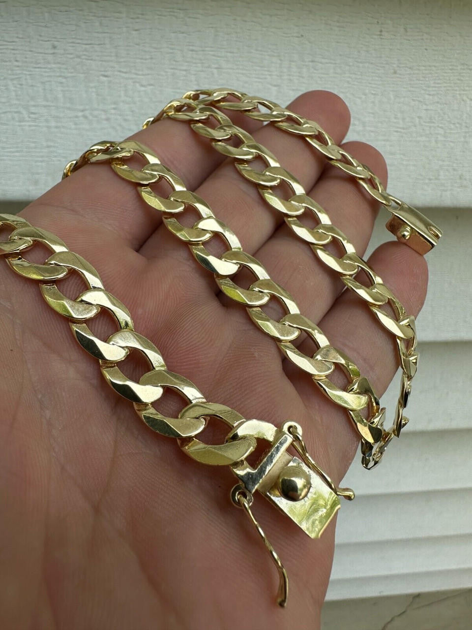 Curb Cuban Link Chain Necklace Or Bracelet W. Box Lock - 14k Gold Vermeil 925 Sterling Silver - 7"-30" - 9.5mm-13mm