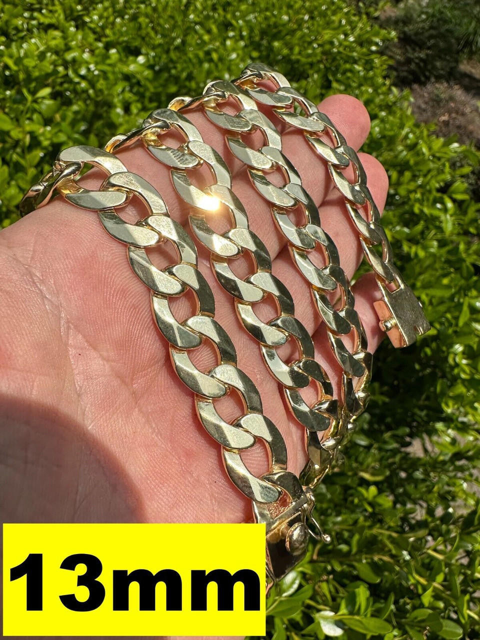 Curb Cuban Link Chain Necklace Or Bracelet W. Box Lock - 14k Gold Vermeil 925 Sterling Silver - 7"-30" - 9.5mm-13mm
