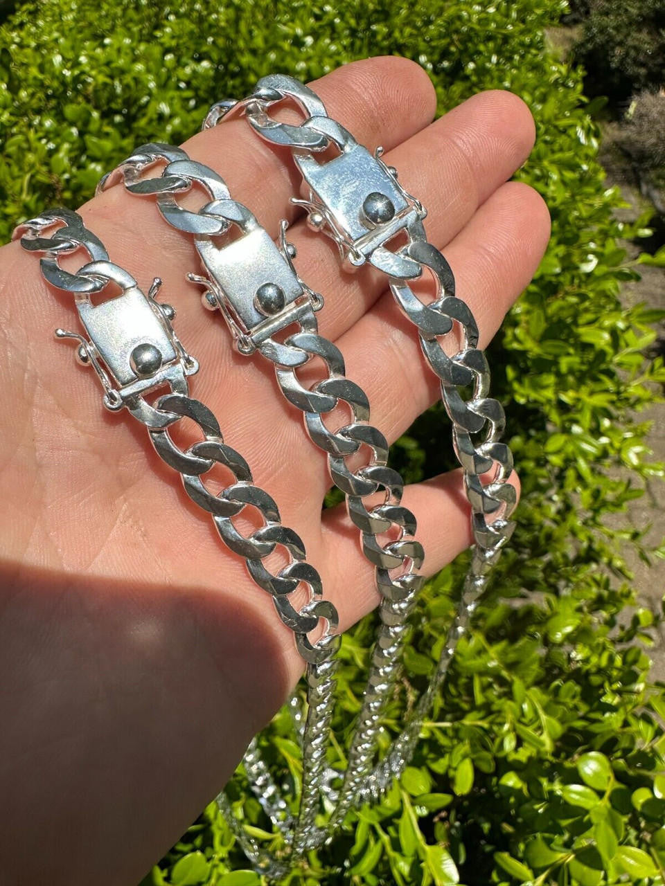 Curb Cuban Link Chain Necklace Or Bracelet W. Box Lock - 925 Sterling Silver - 7"-30" - 9.5mm-13mm
