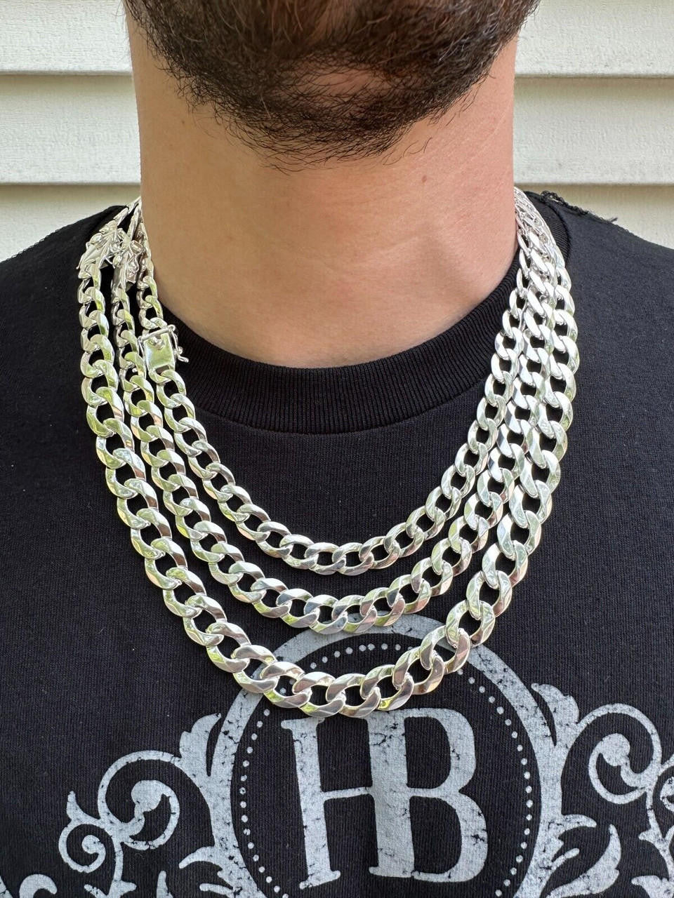 Curb Cuban Link Chain Necklace Or Bracelet W. Box Lock - 925 Sterling Silver - 7"-30" - 9.5mm-13mm