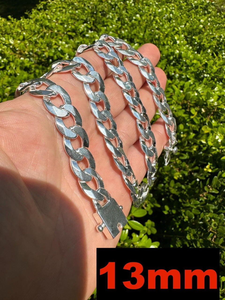 Curb Cuban Link Chain Necklace Or Bracelet W. Box Lock - 925 Sterling Silver - 7"-30" - 9.5mm-13mm