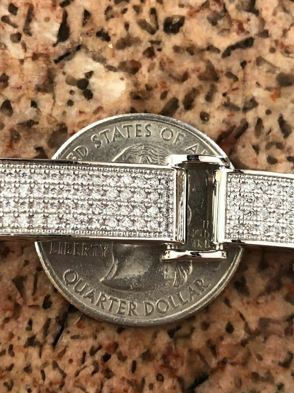 Custom Panther Cuff Link Bracelet Iced Out CZ Stones - 925 Silver - 10.5mm - 7"-8.5"