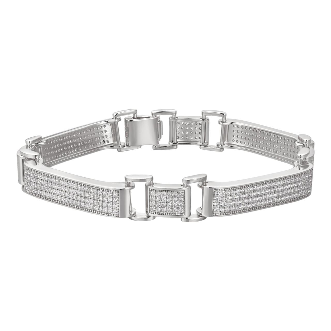 Custom Panther Cuff Link Bracelet Iced Out CZ Stones - 925 Silver - 10.5mm - 7"-8.5"