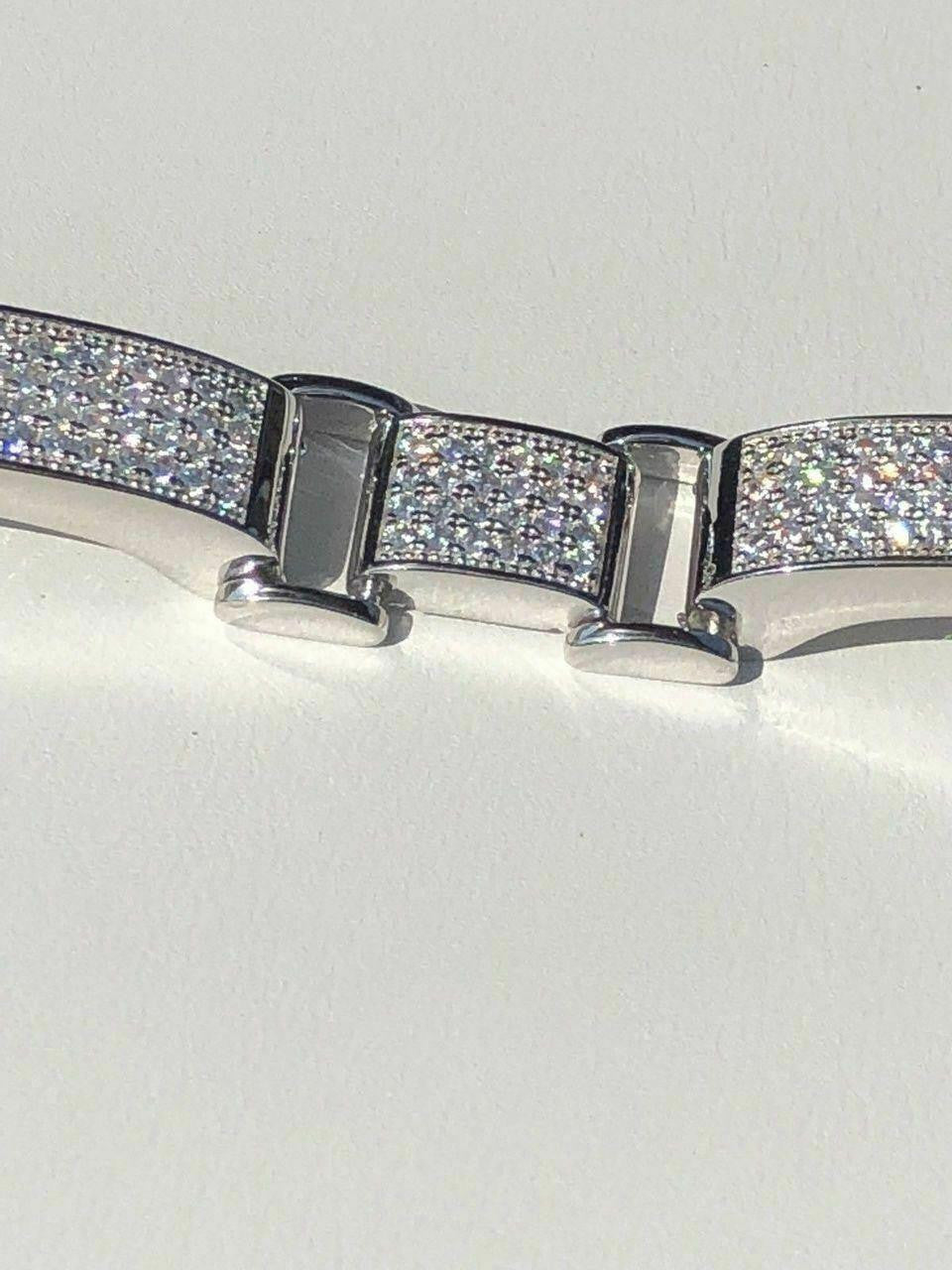 Custom Panther Cuff Link Bracelet Iced Out CZ Stones - 925 Silver - 10.5mm - 7"-8.5"