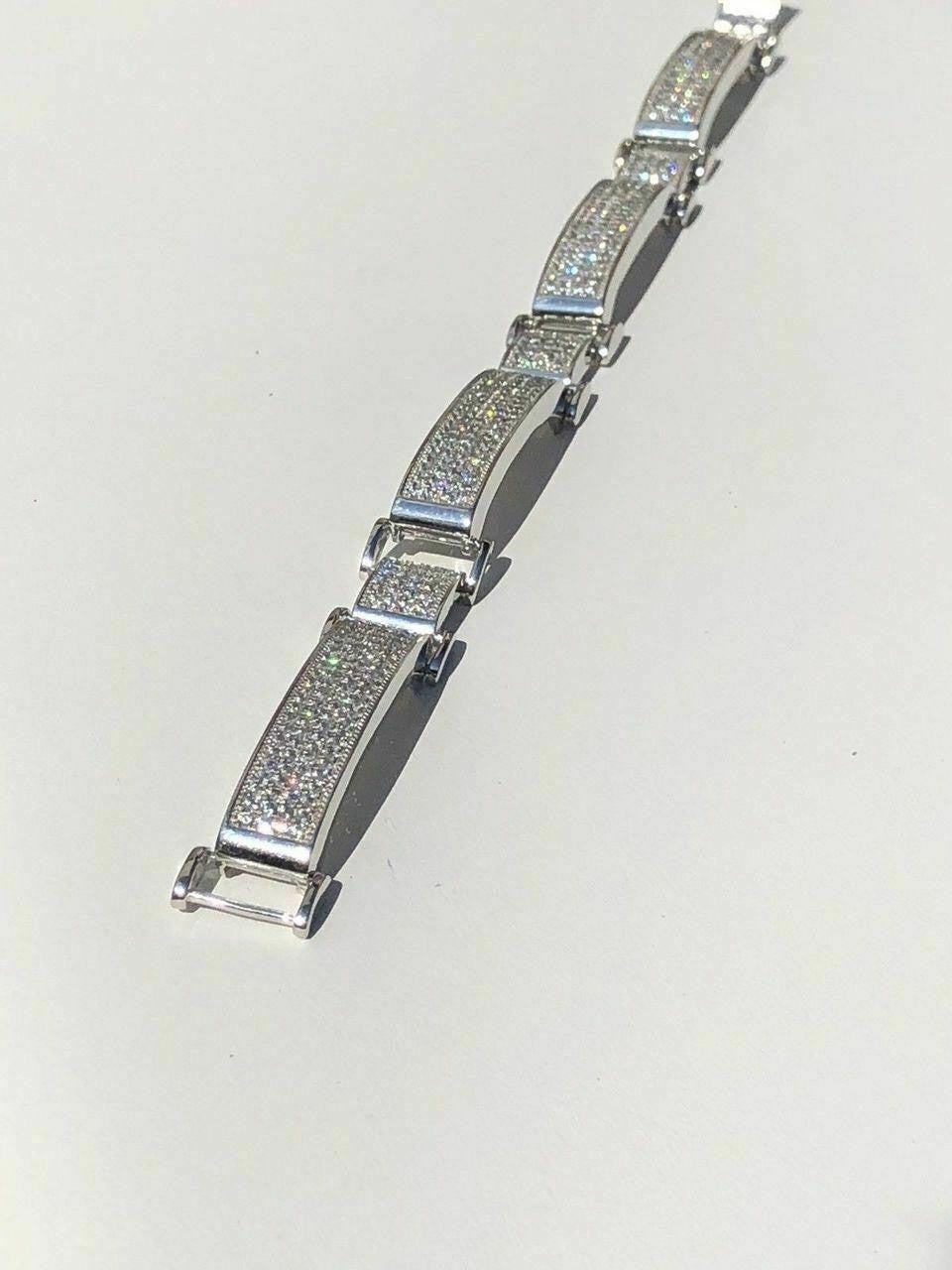 Custom Panther Cuff Link Bracelet Iced Out CZ Stones - 925 Silver - 10.5mm - 7"-8.5"