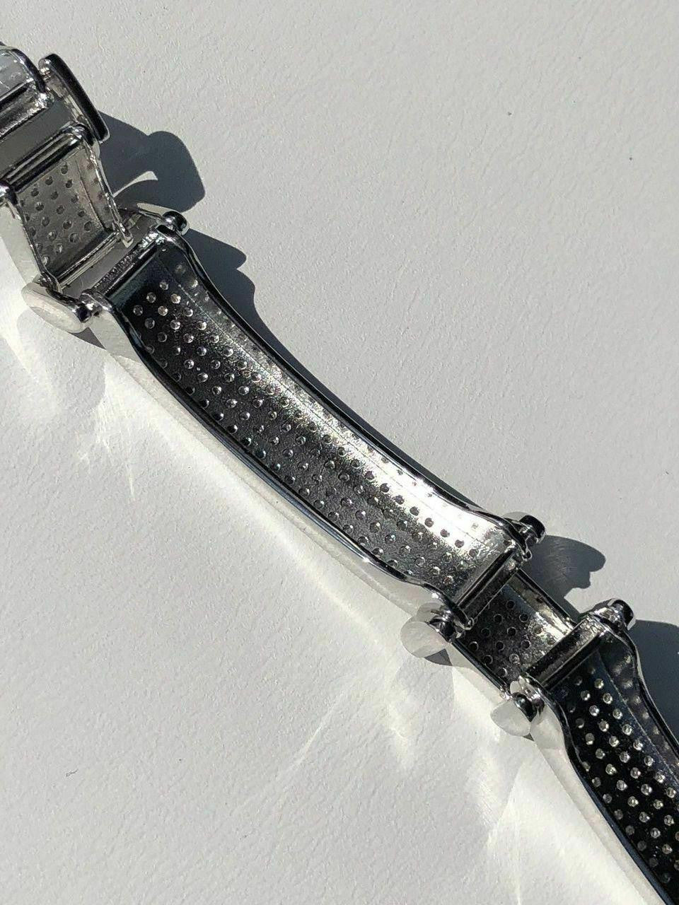 Custom Panther Cuff Link Bracelet Iced Out CZ Stones - 925 Silver - 10.5mm - 7"-8.5"