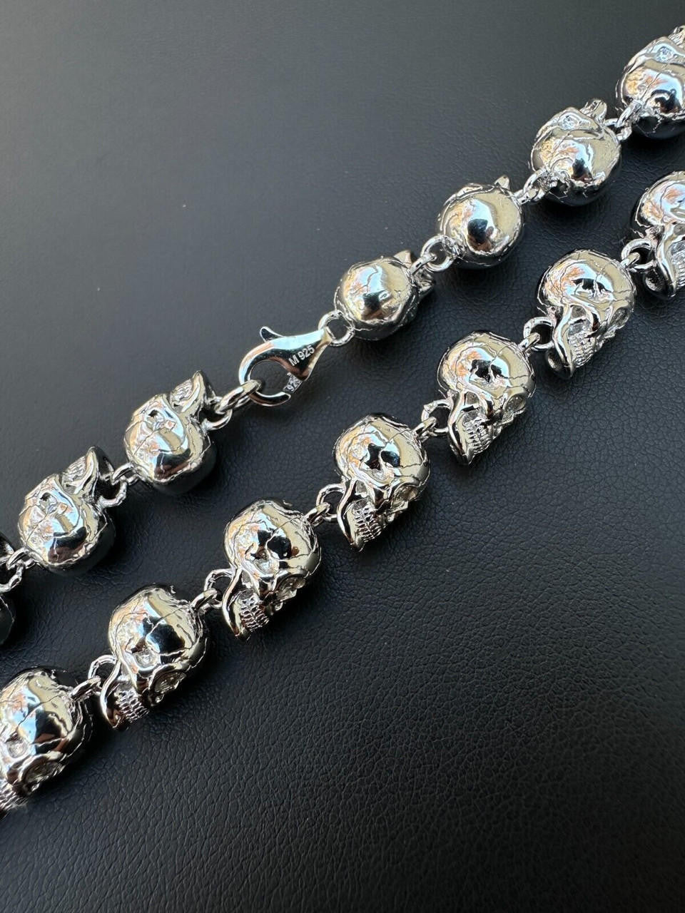 MOISSANITE Custom Skull Link Death Necklace Chain - 925 Silver - 9.5mm - 18"-28"