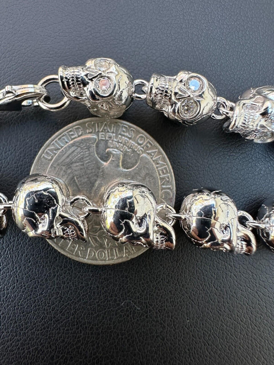 MOISSANITE Custom Skull Link Death Necklace Chain - 925 Silver - 9.5mm - 18"-28"